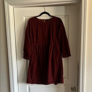 Madewell Red 3/4 Sleeve Crew Neck Sundress
